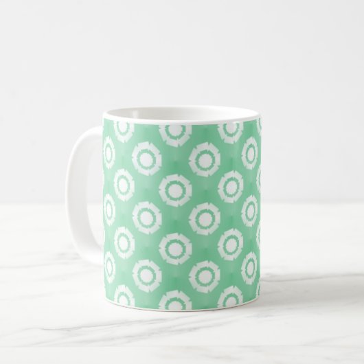 Funky Flower Mok, Seafoam Green Koffiemok (Voorkant links)