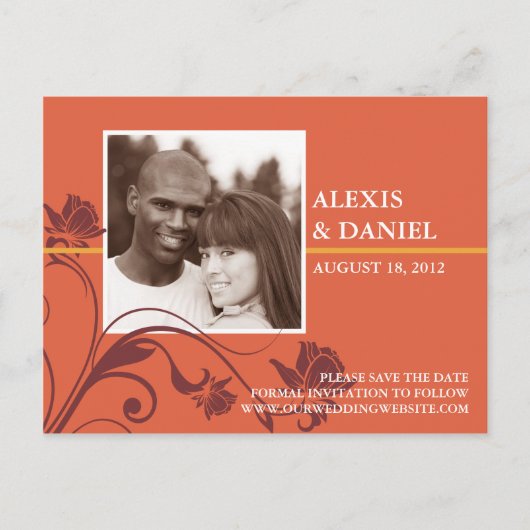Funky Flower Photo Save the Date Briefkaart (Voorkant)