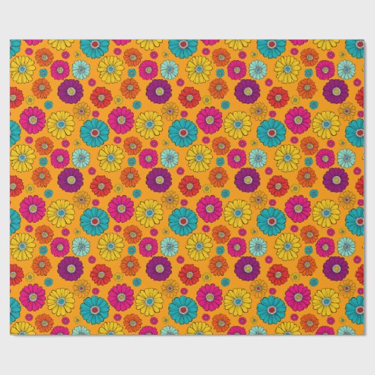Funky Flower Power Cadeaupapier (Vlak)