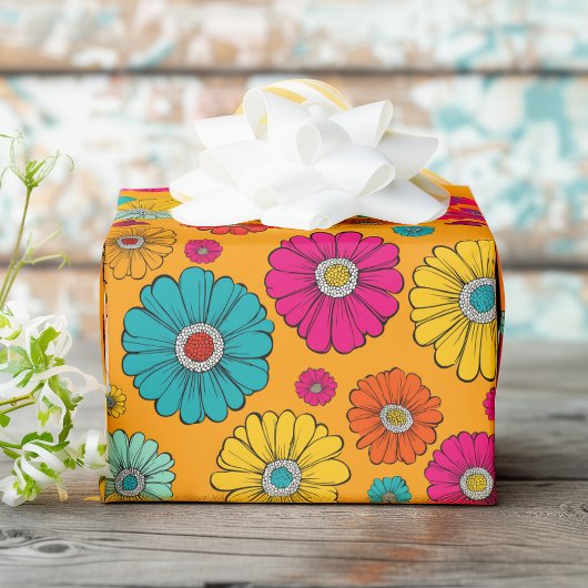 Funky Flower Power Cadeaupapier