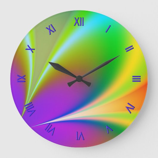 Funky Flower Power Wall-vergrendeling Grote Klok (Voorkant)