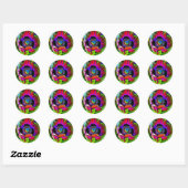 Funky Flower Ronde Sticker (Vel)