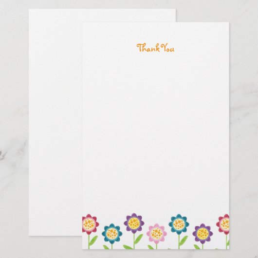 Funky Flower Row Hartelijk dank Briefpapier (Voorkant / Achterkant)
