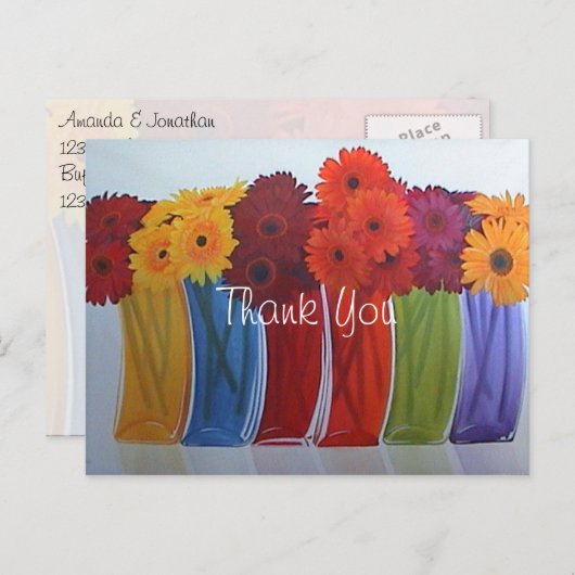 Funky Flower Vases Dankuwel Briefkaart (Voorkant / Achterkant)