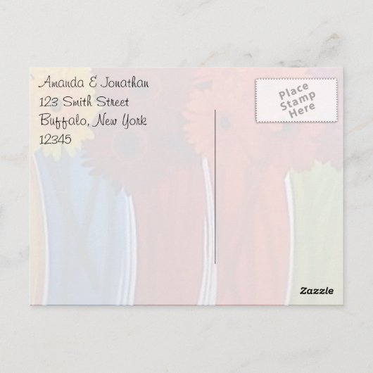 Funky Flower Vases Dankuwel Briefkaart (Achterkant)