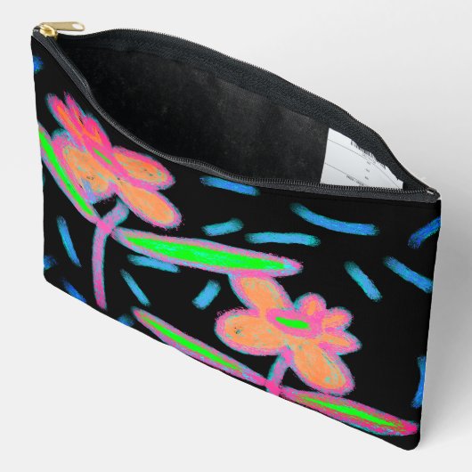 Funky Flowers Abstract Art Zippered Pouch Etui (Open)