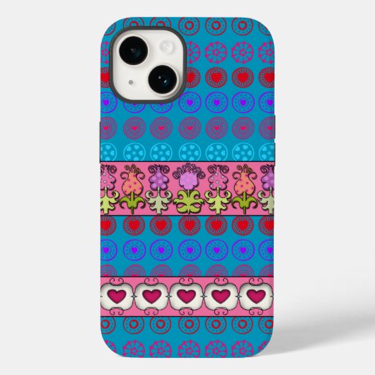 Funky Flowers and Hearts Case-Mate iPhone Case (Achterkant)