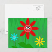Funky Flowers Briefkaart (Voorkant / Achterkant)