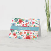 Funky Flowers Hearts Girly Inspirivity Notecard Kaart (Voorkant)