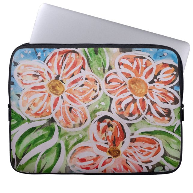 Funky Flowers Laptop Sleeve (Voorkant)