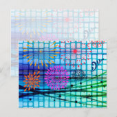 Funky Flowers Light Rays Abstract Design Briefkaart (Voorkant / Achterkant)