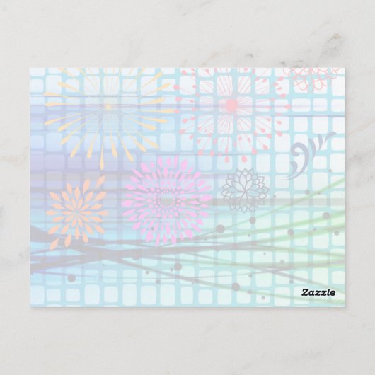 Funky Flowers Light Rays Abstract Design Briefkaart (Achterkant)