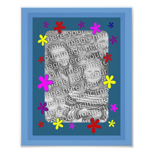 Funky Flowers Lijst Uw Foto Template Foto Afdruk (Voorkant)