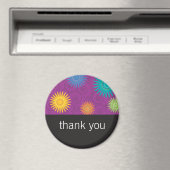 Funky Flowers op Paarse Magnet (Insitu (Vaatwasser))