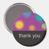 Funky Flowers op Paarse Magnet (Voorkant / Achterkant)