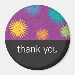 Funky Flowers op Paarse Magnet