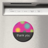 Funky Flowers op Roze Magnet (Insitu (Vaatwasser))