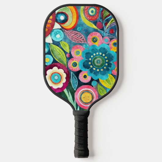 Funky Flowers Pickleball Paddle (Voorkant)
