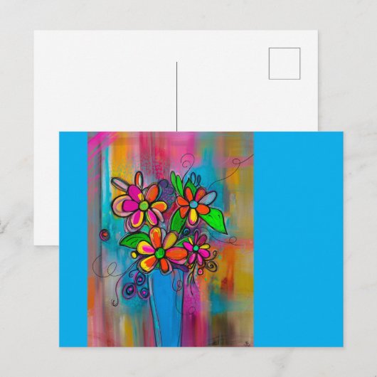 Funky Flowers Postcard Briefkaart (Voorkant / Achterkant)