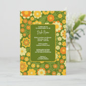 Funky Flowers - Retro Vrijgezellenfeest Kaart (Staand voorkant)