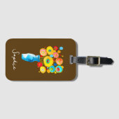 Funky flowers waterverf kunst bagagelabel (Voorkant (horizontaal))
