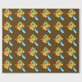 Funky flowers waterverf kunst cadeaupapier (Vlak)