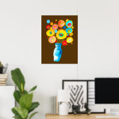 Funky flowers waterverf kunst poster (Thuiskantoor)