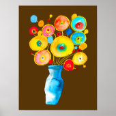 Funky flowers waterverf kunst poster (Voorkant)