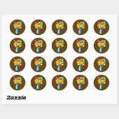 Funky flowers waterverf kunst ronde sticker (Vel)