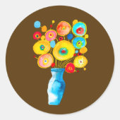 Funky flowers waterverf kunst ronde sticker (Voorkant)