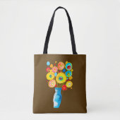 Funky flowers waterverf kunst tote bag (Voorkant)