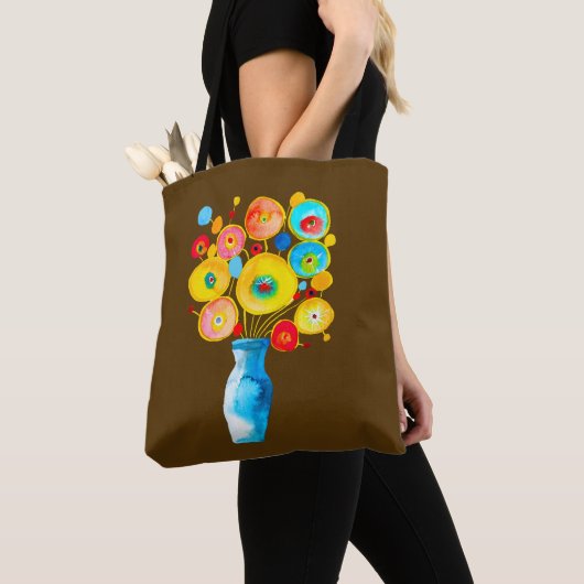 Funky flowers waterverf kunst tote bag (Dichtbij)