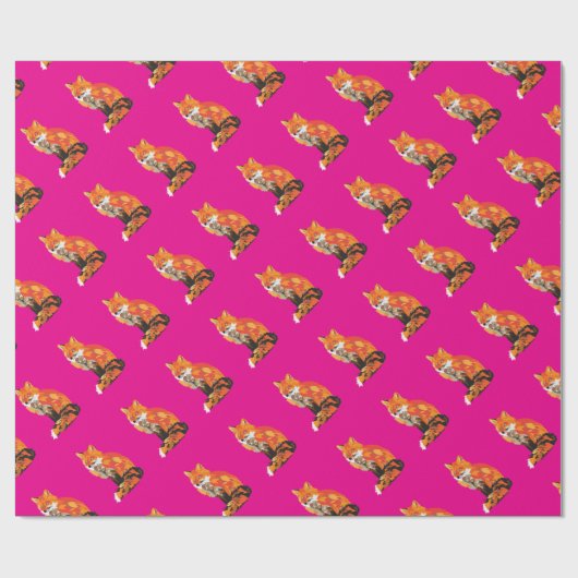 Funky Fox in roze Cadeaupapier (Vlak)
