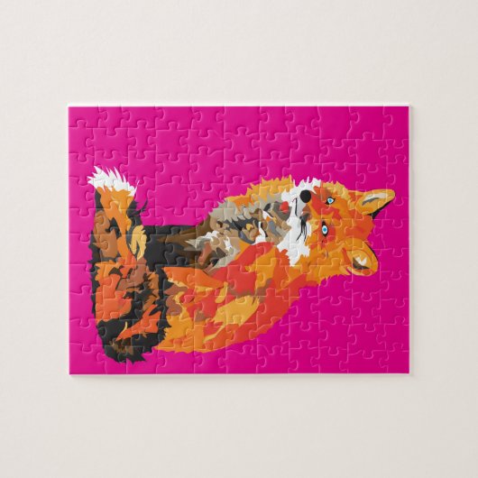 Funky Fox in roze Legpuzzel (Horizontaal)