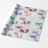 Funky Foxes Pattern Cadeaupapier (Uitgerold)