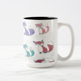 Funky Foxes Pattern Tweekleurige Koffiemok