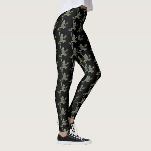 Funky Fractal climate tree Frog Pattern Leggings (Rechts)