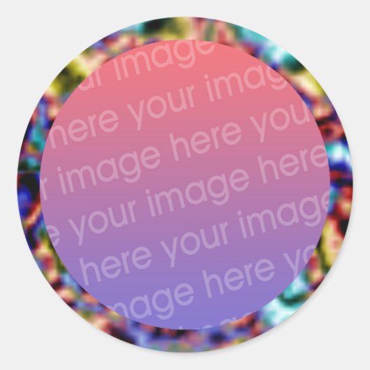 funky fractale textuur fotolijst ronde sticker (Voorkant)