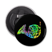 Funky French Horn T-Shirt Sierkussen Magnet Keyc Button Flesopener (Voorkant)