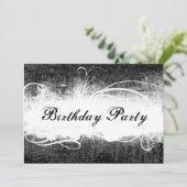 Funky Fresh Black Grunge Birthday Party Invitation Kaart (Staand voorkant)