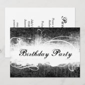 Funky Fresh Black Grunge Birthday Party Invitation Kaart (Voorkant / Achterkant)