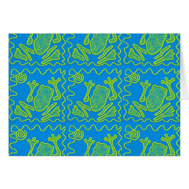 Funky Frog Blue Green Toad Kinder Doodle Art (Voorkant Horizontaal)