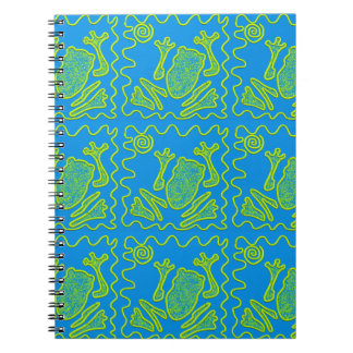 Funky Frog Blue Green Toad Kinder Doodle Art Notitieboek