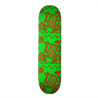 Funky Frog Lime Green Red Toad Kinder Doodle Art Skateboard