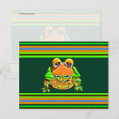 Funky Frog Oranje Green Striped Novelty Gifts Briefkaart (Voorkant / Achterkant)