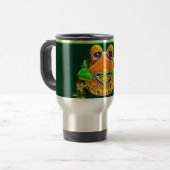 Funky Frog Oranje Green Striped Novelty Gifts Reisbeker (Voorkant links)