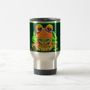 Funky Frog Oranje Green Striped Novelty Gifts Reisbeker