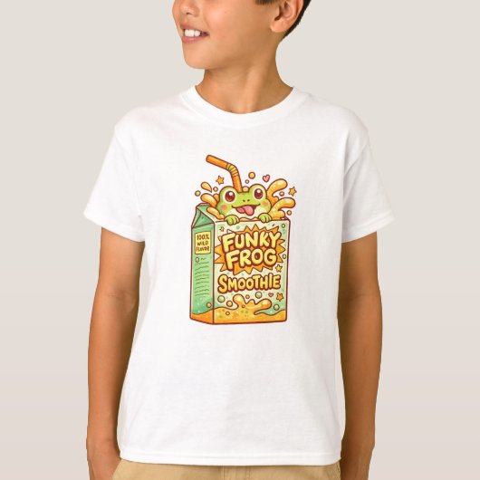 Funky Frog Smoothie Kids T-Shirt -> Funky Kikker S (Voorkant)