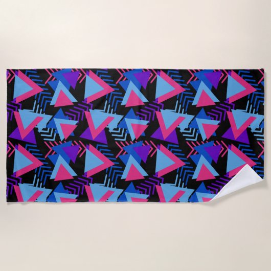 Funky Fun 80's 90's Geometric Pattern Beach Towel Strandlaken (Voorkant)