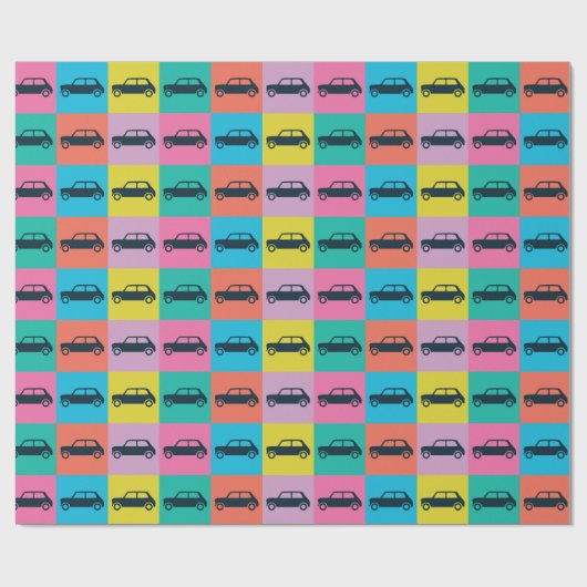 Funky Fun Checkerboard Mini Cooper Cadeaupapier (Vlak)